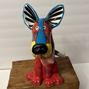 Dottie Dracos by Ganz Adorable Ceramic Hand Painted Dog "Piggy Bank" - Signed